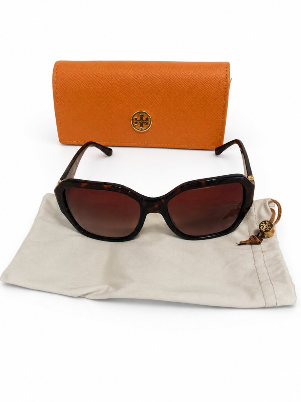 Tory Burch TY7125 Oversized Tortoiseshell Gradient Sunglasses w/ Case & Dust Bag